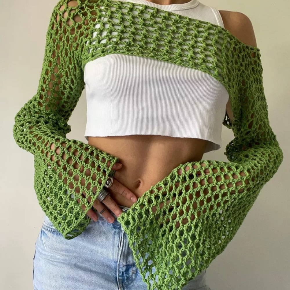 Green cropped sweater - Picture 1 of 2